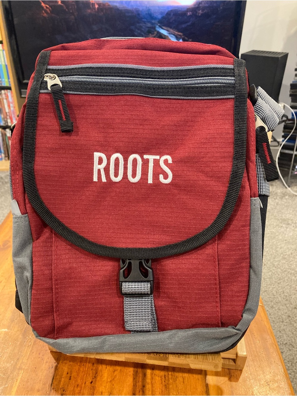 ROOTS Red and Gray short strap